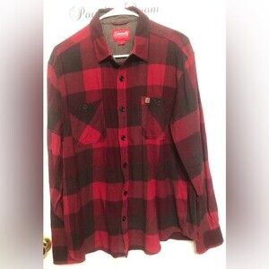 Coleman Size XL Red Black Buffalo Plaid Flannel Long Sleeve Button Up Shirt